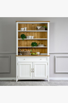 Buffetschrank Holz Kiefer Weiß-Braun Provence Stil